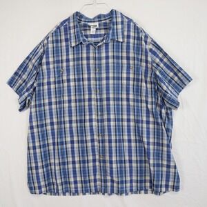 KingSize Shirt Mens 5XB Big Casual Pocket‎ Button Up Blue Plaid Short Sleeve
